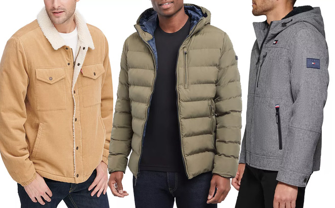 Men Wearing Branded Jackets from Macys