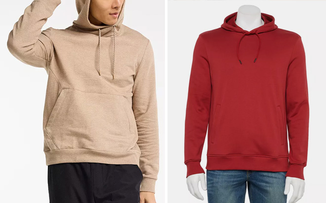 Mens FLX Synergy Fleece Hoodie and Mens Caliville Solid Red Hoodie