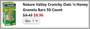 Nature Valley Granola Bars Checkout Screen