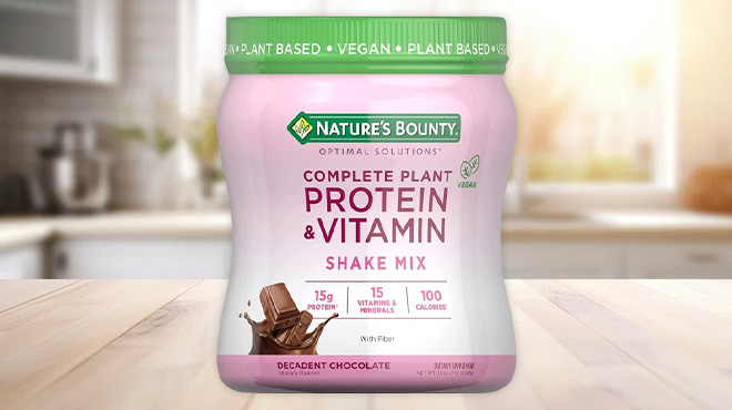 Nature's Bounty Plant Protein & Vitamin Shake Mix in Decadent Chocolate Flavor