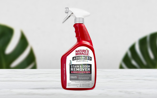 Natures Miracle Advanced Platinum Stain Odor Remover Virus Disinfectant on the Table
