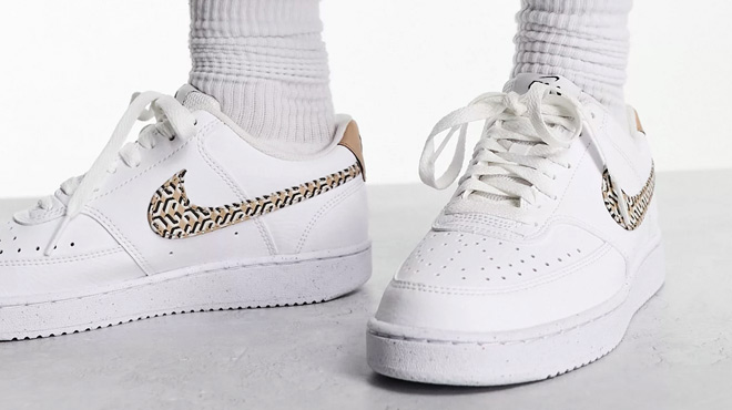 Nike Court Vision Low Sneakers in White and BRown Nike Court Vision Low Sneakers in White and BRown