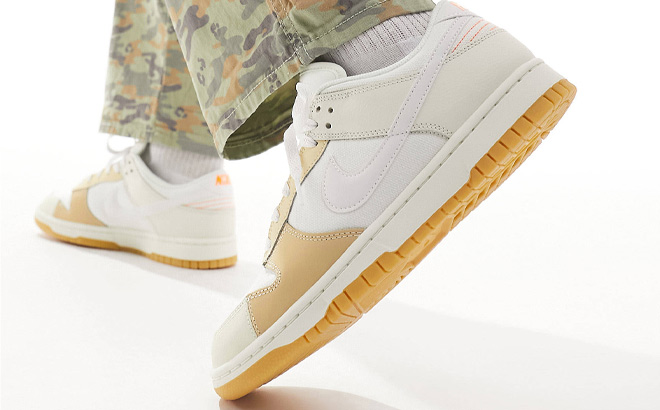 Nike Dunk Low SE Sneakers in White and Stone Color