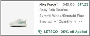 Nike Force 1 Baby Crib Booties Checkout Page