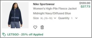 Nike High Pile Fleece Jacket Checkout Summary