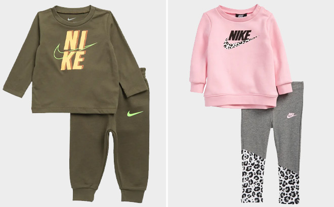 Nike Stack Block Logo Sweatshirt Joggers Baby Set and Sweatshirt Leggings Baby Set