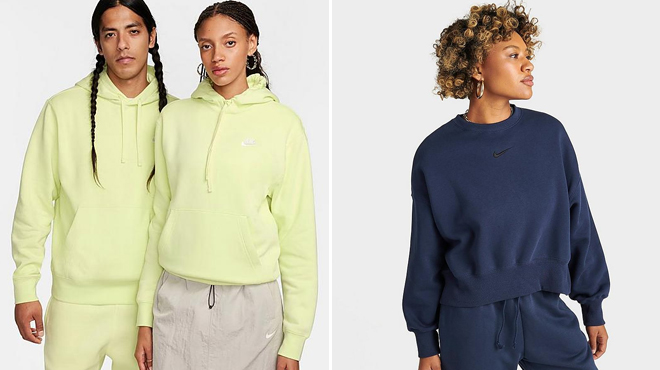 Nike sportswear club fleece embroidered hoodie and crewneck sweatshirt Nike sportswear club fleece embroidered hoodie and crewneck sweatshirt