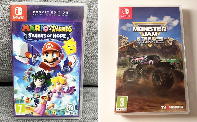 Nintendo Switch Mario Rabbids Sparks of Hope and Monster Jam Steel Titans 2 Games