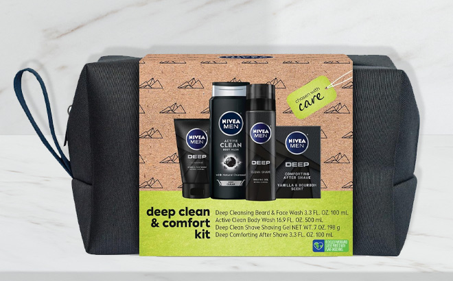 Nivea Men Deep Skin Care Gift Set on the Table