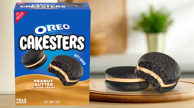 OREO Peanut Butter Creme Cakesters Soft Snack Cakes on the table