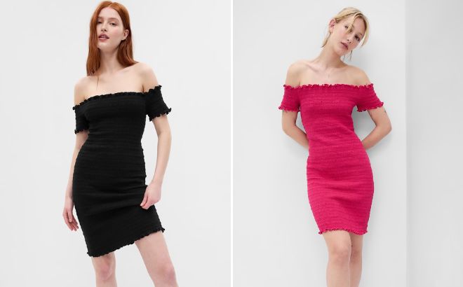 Gap Off Shoulder Smocked Mini Dress