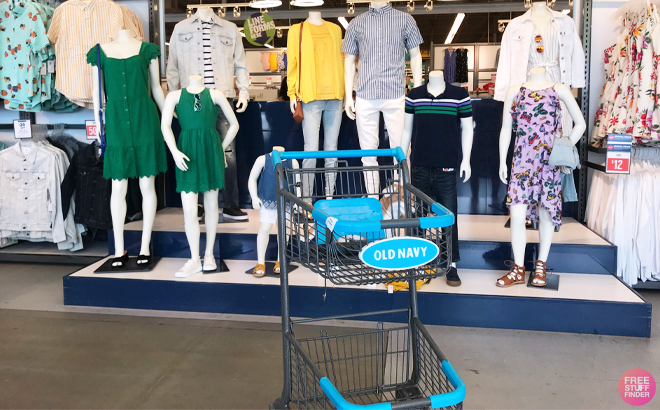 Old Navy Store Overview with Clothing on Display