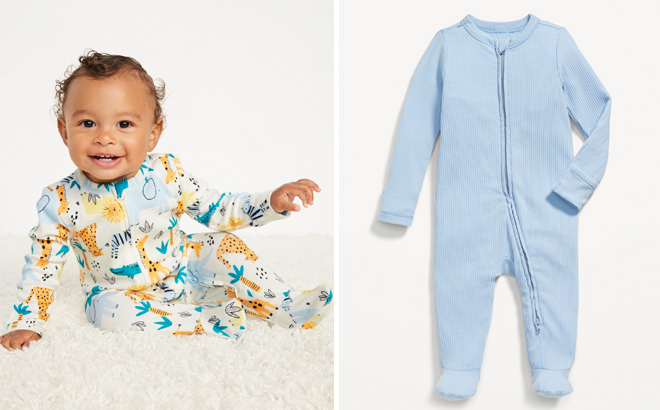 Old Navy Unisex Sleep Play 2 Way Zip Footed One Piece for Baby