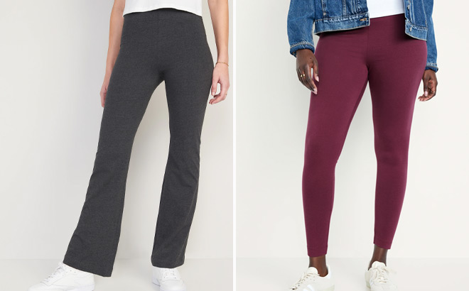 Old Navy Womens High Waisted Flare Leggings and Jersey Ankle Leggings