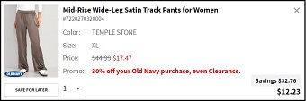 Old Navy Womens Satin Track Pants Checkout