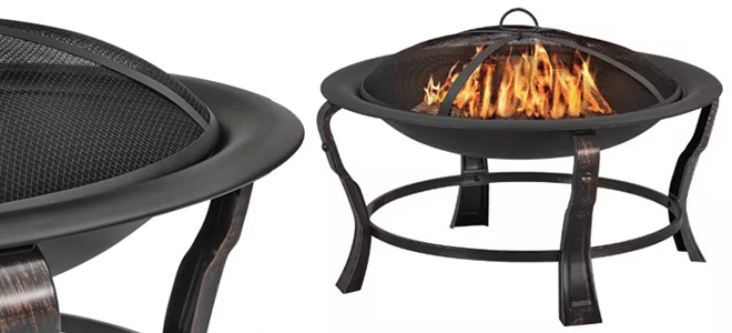 Outdoor Steel Wood Burning Black Fire Pit