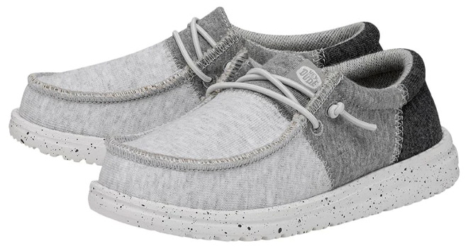 Pair of Hey Dude Wally Youth Tri Varsity Gray Pair of Hey Dude Wally Youth Tri Varsity Gray