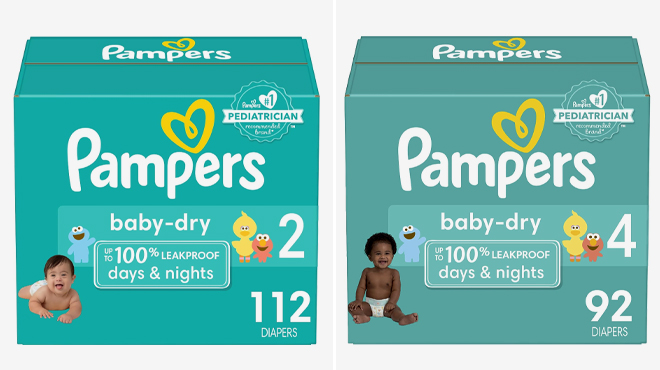Pampers Baby Dry Diapers Sizes two and four