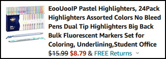 Pastel Highlighters 24 Pack Order Summary