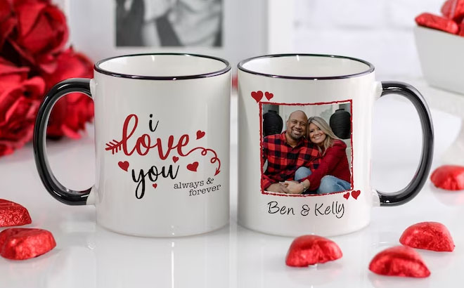 Personalized Valentines Day Mug on a Table