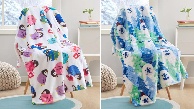 Plush Throws in Two Different Colors on Chairs Plush Throws in Two Different Colors on Chairs