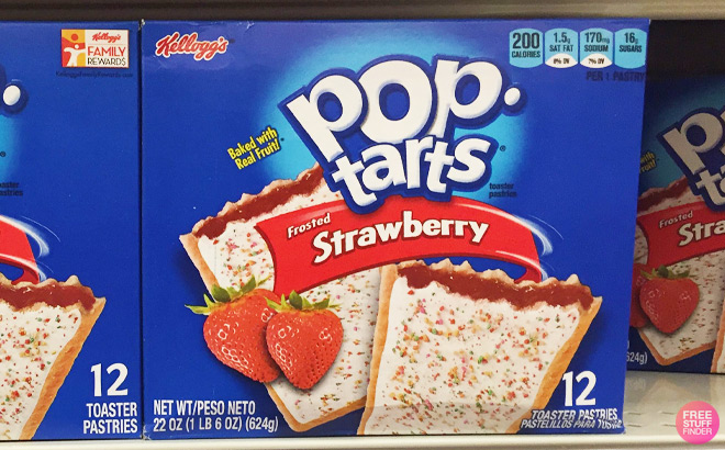 Pop Tarts Frosted Strawberry Toaster Pastries 12 Pack on a Shelf