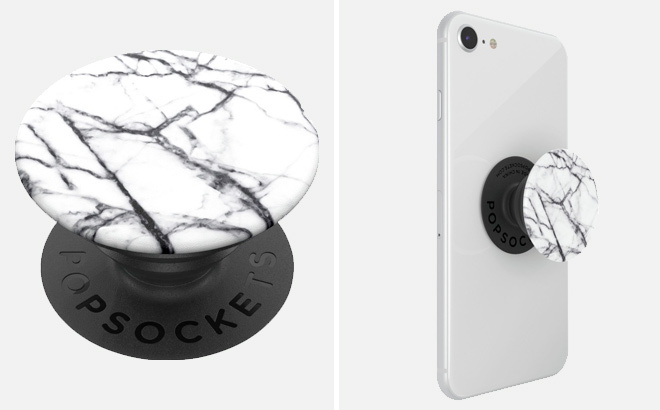 PopSockets PopGrip Cell Phone Grip Stand Dove White Marble