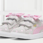 Puma Suede Classic Re Bow Toddlers Shoes in Silver Mist Pink Lilac Color