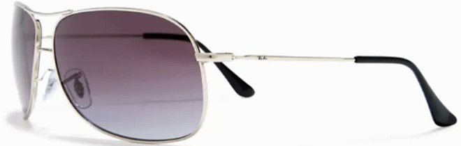 Ray Ban 64mm Aviator Sunglasses in Silver Color