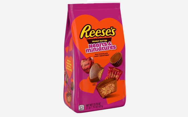Reeses Hearts Miniatures Valentines Candy Bag