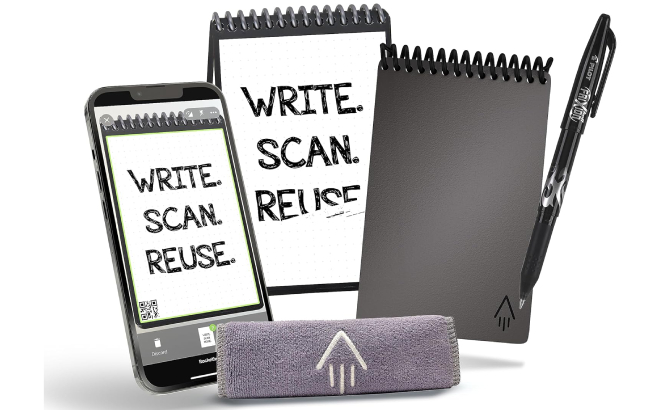 Rocketbook Mini Smart Reusable Spiral Notebook with Pen and Cloth