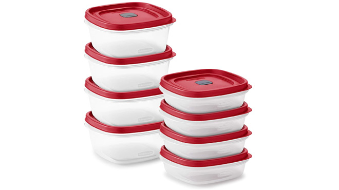 Rubbermaid 16 Piece Food Storage Containers on White Background
