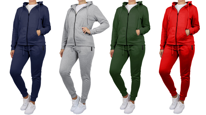 Rudolph Womens Loose Fit Fleece Lined Full Zip Hoodie Jogger Sets 2 Pack