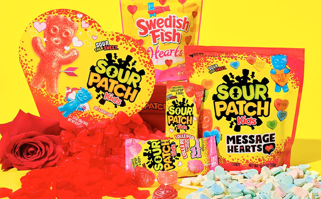 SOUR PATCH KIDS Lollipop with Sour Candy Dipping Powder Valentines Day Candy