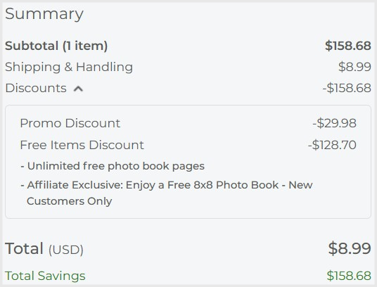 Shutterfly Photo Book Checkout