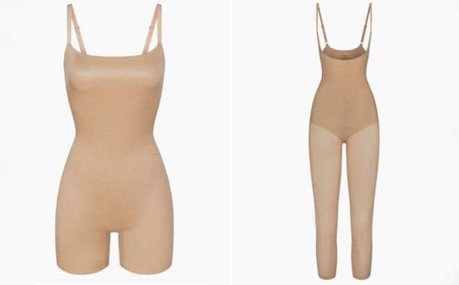 Skims Barely There Low Back Mid Thigh Bodysuit and Everyday Sculpt Open Bust Shaper Bodysuit