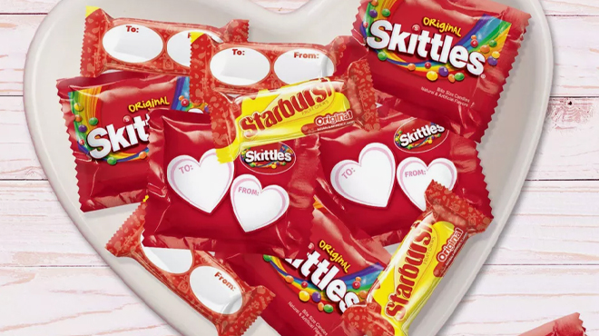 Skittles and Starburst Valentines Day Classroom Exchange Candy Bag