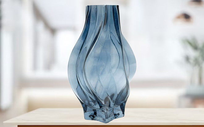 Sonoma Goods Light Blue Tinted Vase on Desk