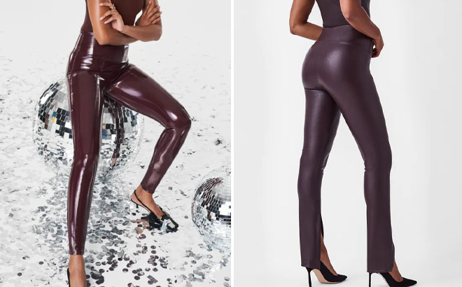Spanx Faux Patent Leather Leggings and Spanx Leather Like Front Slit Leggings