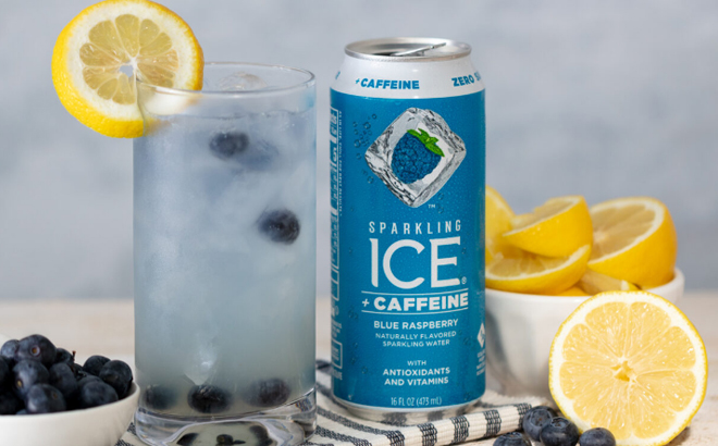 Sparkling Ice Plus Caffeine Blue Raspberry Flavor