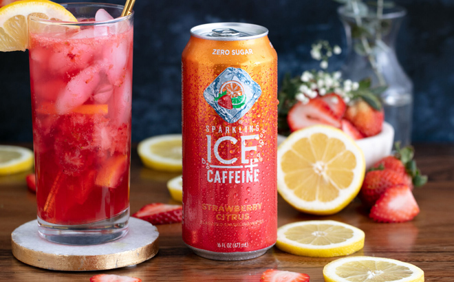 Sparkling Ice Plus Caffeine Strawberry Citrus Flavor