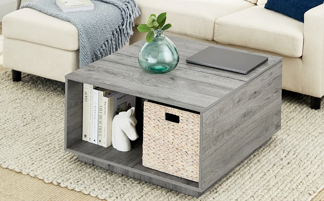 Square Rustic Modern Lift Top Coffee Table