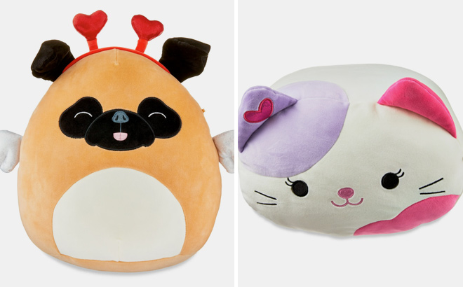 Squishmallows Official Plush 12 inch Brown Pug Dog and 12 inch Pink And Purple Calico Cat Squishmallows Official Plush 12 inch Brown Pug Dog and 12 inch Pink And Purple Calico Cat