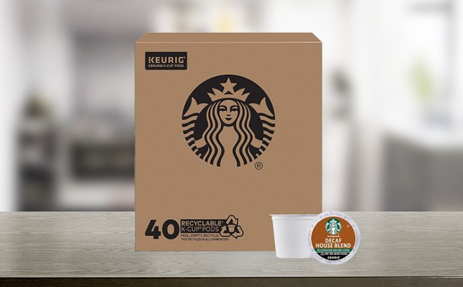 Starbucks Decaf K Cup Coffee Pods on the Table
