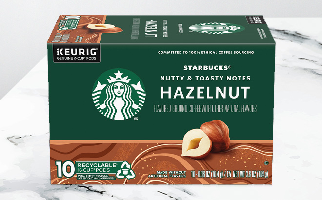 Starbucks Medium Roast K Cup Coffee Pods in Hazelnut Flavor