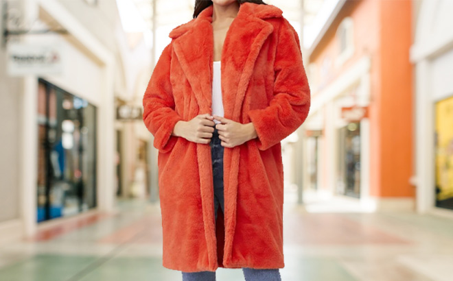 Steve Madden Maxwell Coat In Neon Coral Color
