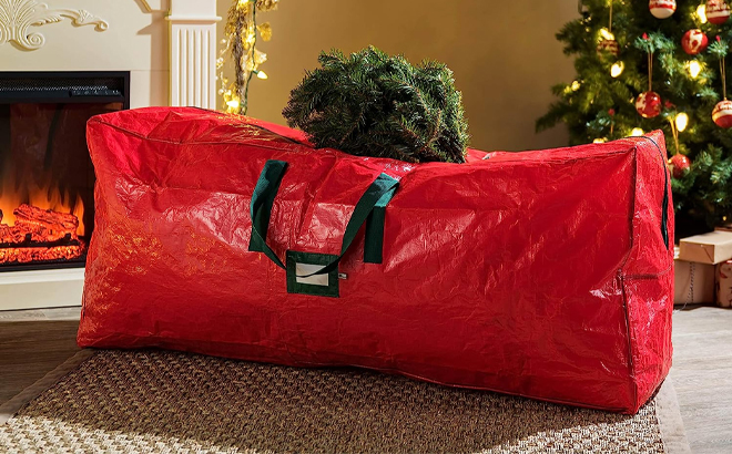 Storage Bag for 9 Ft Artificial Christmas Trees in the Color Red