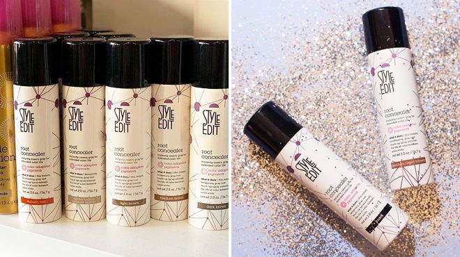 Style Edit Root Concealer Spray in Different Colors on the Left and Two of the Same Item on the Right