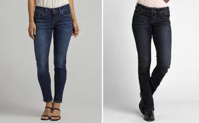 Suki Mid Rise Skinny Jeans and Slim Bootcut Jeans