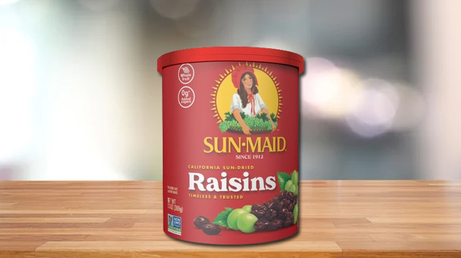 Sun Maid California Sun Dried Raisins on a Table Sun Maid California Sun Dried Raisins on a Table